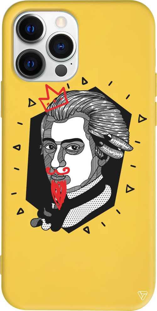 iPhone 15 Pro Uyumlu Sarı Renkli Silikon Amadeus Mozart Telefon Kılıfı