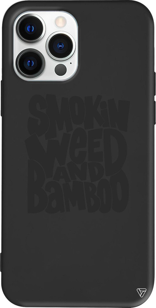 iPhone 15 Pro Uyumlu Siyah Renkli Silikon Smokin Weed Telefon Kılıfı