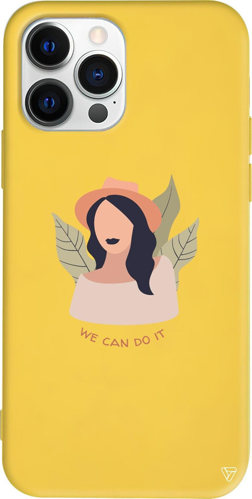 iPhone 15 Pro Uyumlu Sarı Renkli Silikon Girl Can Telefon Kılıfı