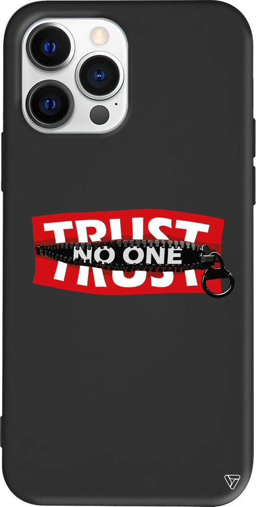 iPhone 15 Pro Uyumlu Siyah Renkli Silikon Trust No One Telefon Kılıfı