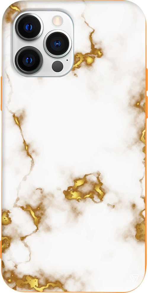 iPhone 15 Pro Uyumlu Turuncu Renkli Silikon Gold Catlak Telefon Kılıfı