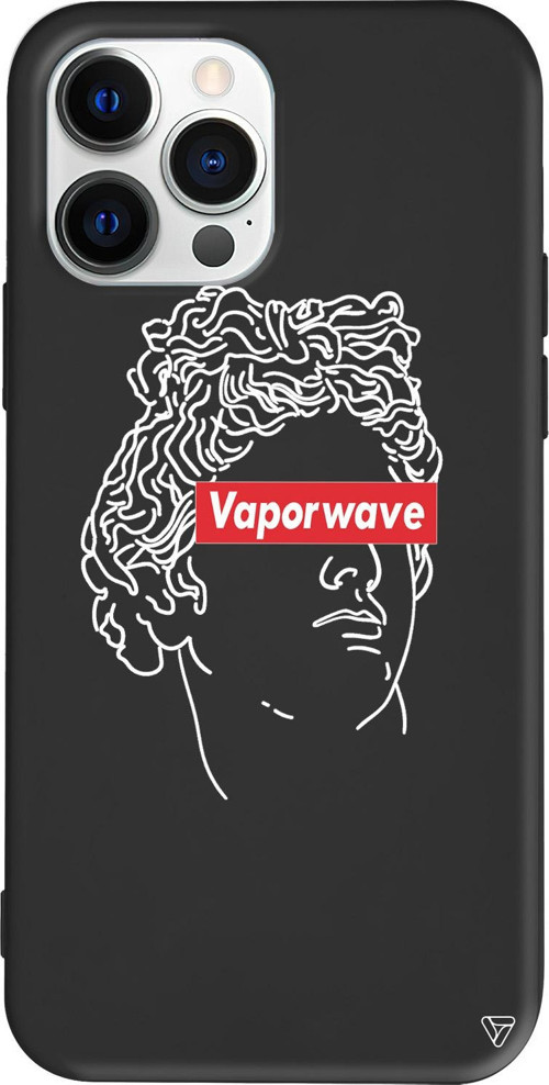 iPhone 15 Pro Uyumlu Siyah Renkli Silikon Vaporwave Telefon Kılıfı