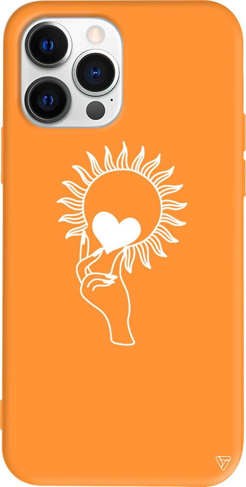 iPhone 15 Pro Uyumlu Turuncu Renkli Silikon Keep Heart Telefon Kılıfı