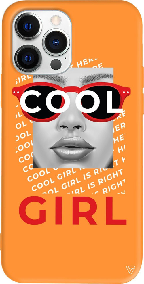 iPhone 15 Pro Uyumlu Turuncu Renkli Silikon Cool Girl Telefon Kılıfı