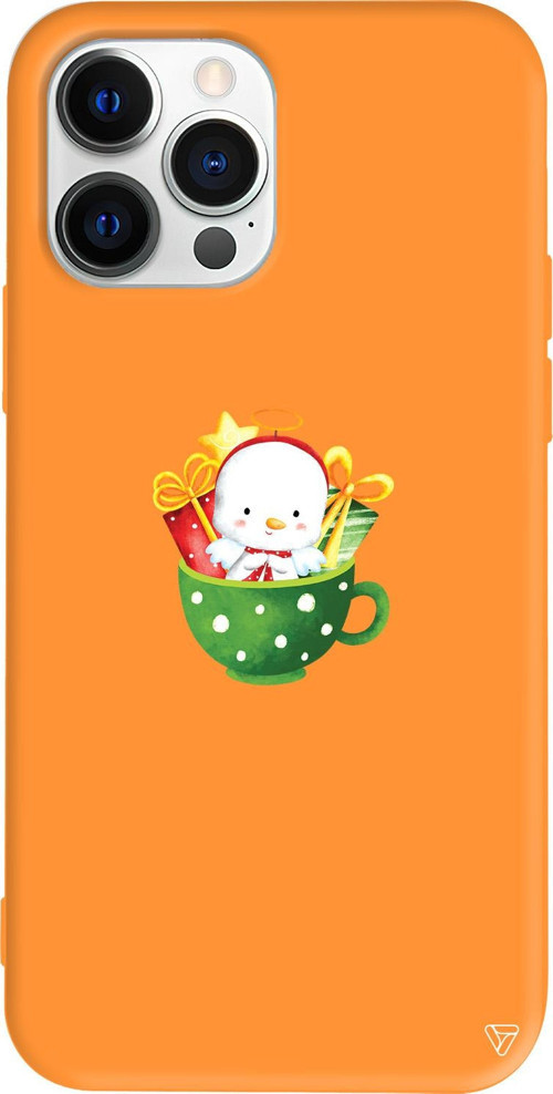 iPhone 15 Pro Uyumlu Turuncu Renkli Silikon A Cup Of Xmas 6 Telefon Kılıfı