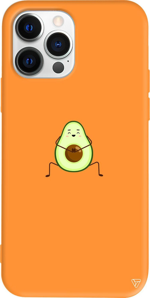 iPhone 15 Pro Uyumlu Turuncu Renkli Silikon Cute Avokado Telefon Kılıfı