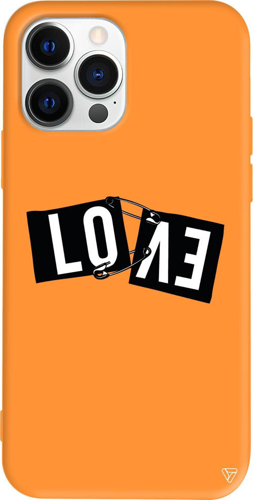 iPhone 15 Pro Uyumlu Turuncu Renkli Silikon Love Telefon Kılıfı