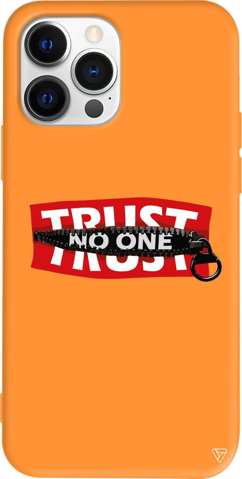 iPhone 15 Pro Uyumlu Turuncu Renkli Silikon Trust No One Telefon Kılıfı