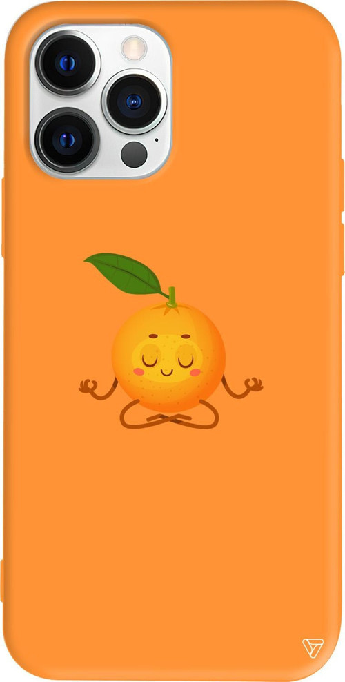 iPhone 15 Pro Uyumlu Turuncu Renkli Silikon Meditasyon Portakal Telefon Kılıfı