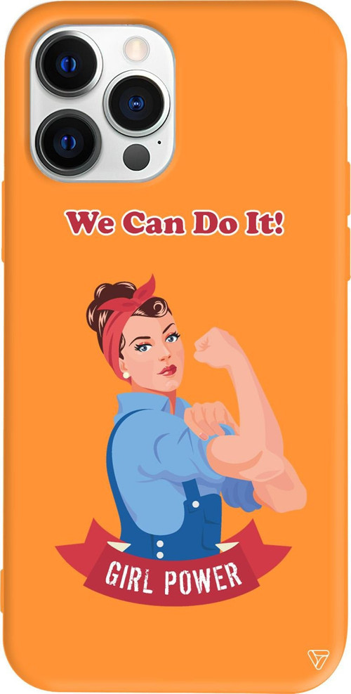 iPhone 15 Pro Uyumlu Turuncu Renkli Silikon We Can Do It! Telefon Kılıfı