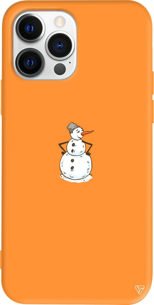 iPhone 15 Pro Uyumlu Turuncu Renkli Silikon Snowman Is Bored Telefon Kılıfı