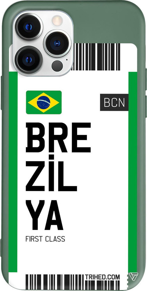 iPhone 15 Pro Uyumlu Yeşil Renkli Silikon Brezilya Bileti Telefon Kılıfı