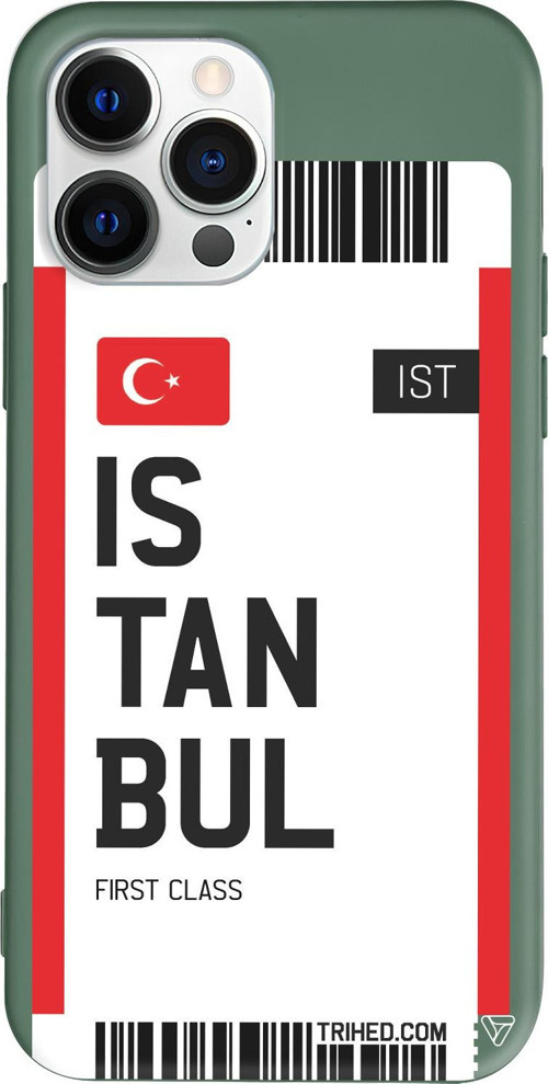 iPhone 15 Pro Uyumlu Yeşil Renkli Silikon İstanbul Bileti Telefon Kılıfı