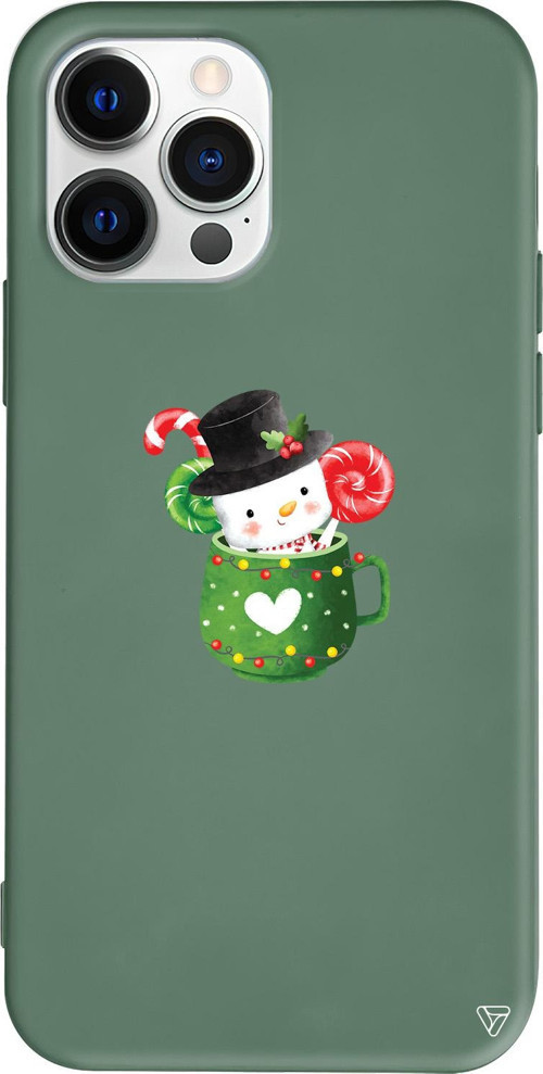 iPhone 15 Pro Uyumlu Yeşil Renkli Silikon A Cup Of Xmas Telefon Kılıfı