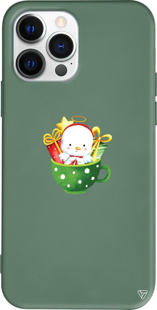 iPhone 15 Pro Uyumlu Yeşil Renkli Silikon A Cup Of Xmas 6 Telefon Kılıfı
