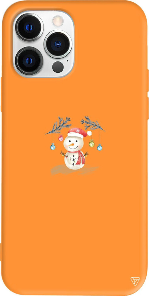 iPhone 15 Pro Uyumlu Turuncu Renkli Silikon Sugar Snowman Telefon Kılıfı