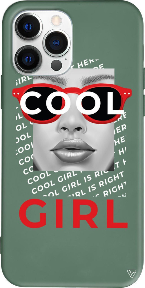 iPhone 15 Pro Uyumlu Yeşil Renkli Silikon Cool Girl Telefon Kılıfı