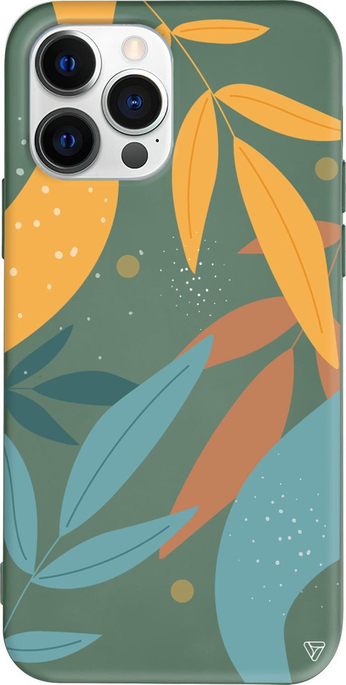 iPhone 15 Pro Uyumlu Yeşil Renkli Silikon Leaf Shape Abstract Koleksiyonu Telefon Kılıfı