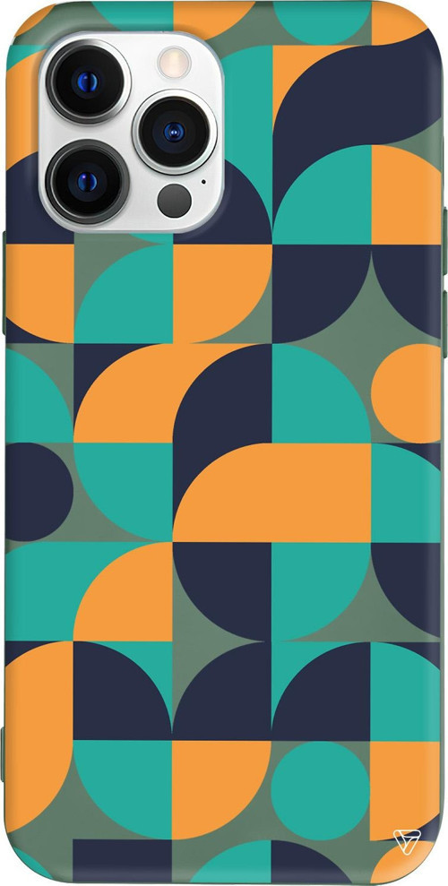 iPhone 15 Pro Uyumlu Yeşil Renkli Silikon Abstract Desen 9 Telefon Kılıfı