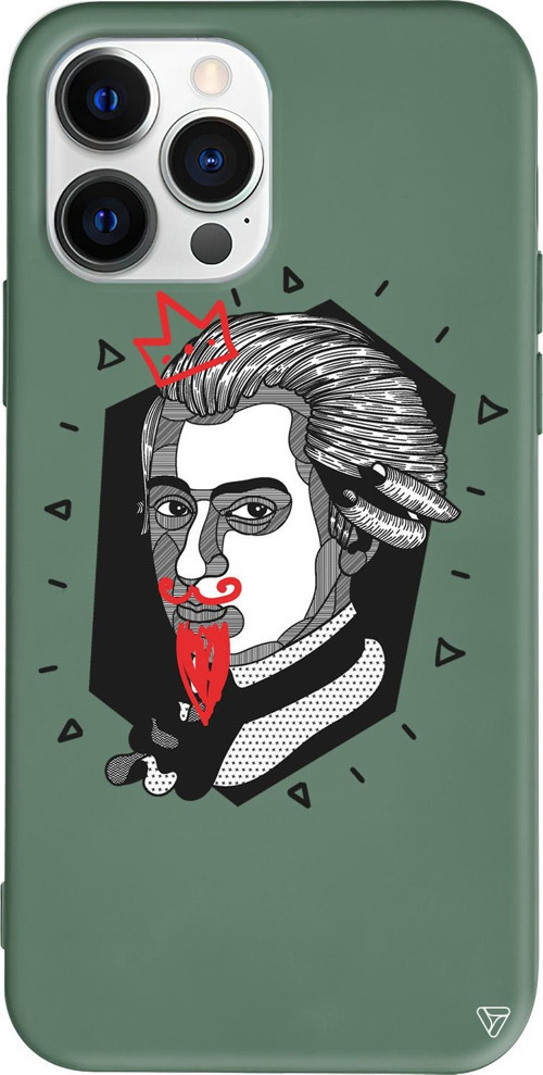 iPhone 15 Pro Uyumlu Yeşil Renkli Silikon Amadeus Mozart Telefon Kılıfı