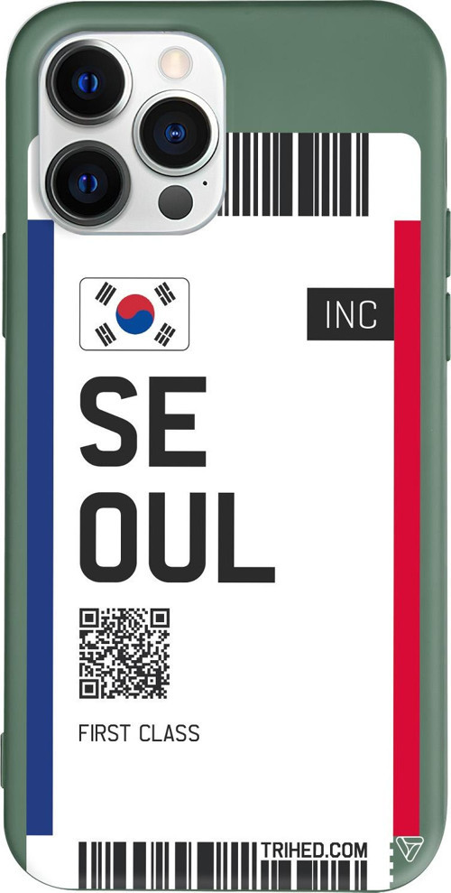 iPhone 15 Pro Uyumlu Yeşil Renkli Silikon Seoul Bileti Telefon Kılıfı