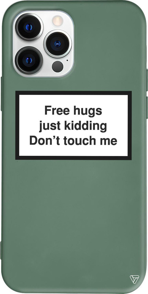 iPhone 15 Pro Uyumlu Yeşil Renkli Silikon Free Hgs Just Kidding, Me Don't Touch Me. Telefon Kılıfı