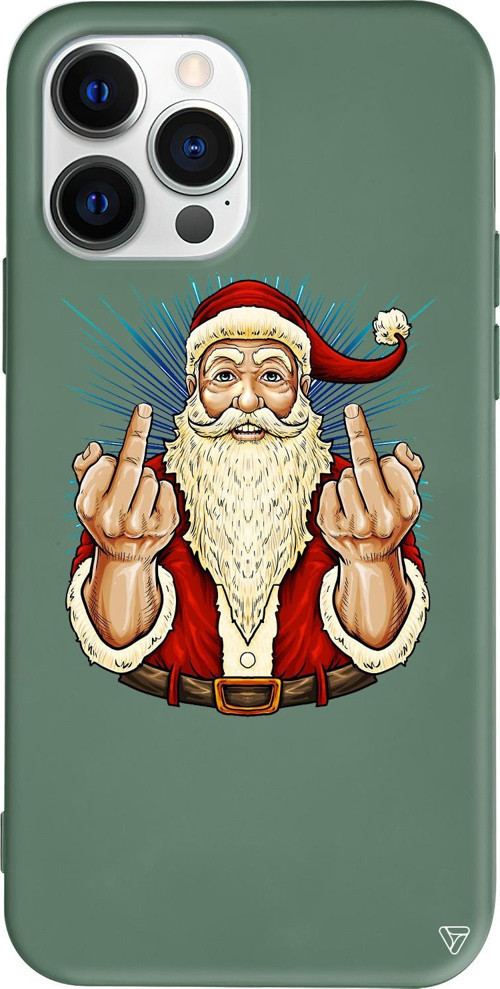 iPhone 15 Pro Uyumlu Yeşil Renkli Silikon Naughty Santa Telefon Kılıfı