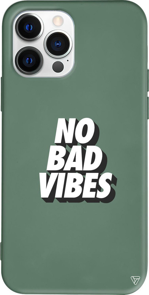 iPhone 15 Pro Uyumlu Yeşil Renkli Silikon No Bad Vibes Telefon Kılıfı