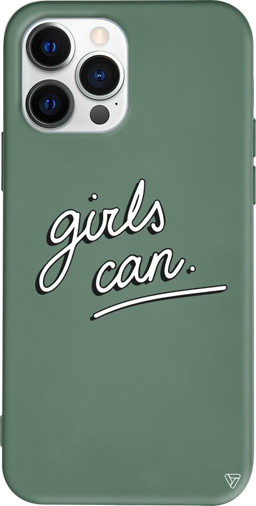 iPhone 15 Pro Uyumlu Yeşil Renkli Silikon Girls Can! Telefon Kılıfı