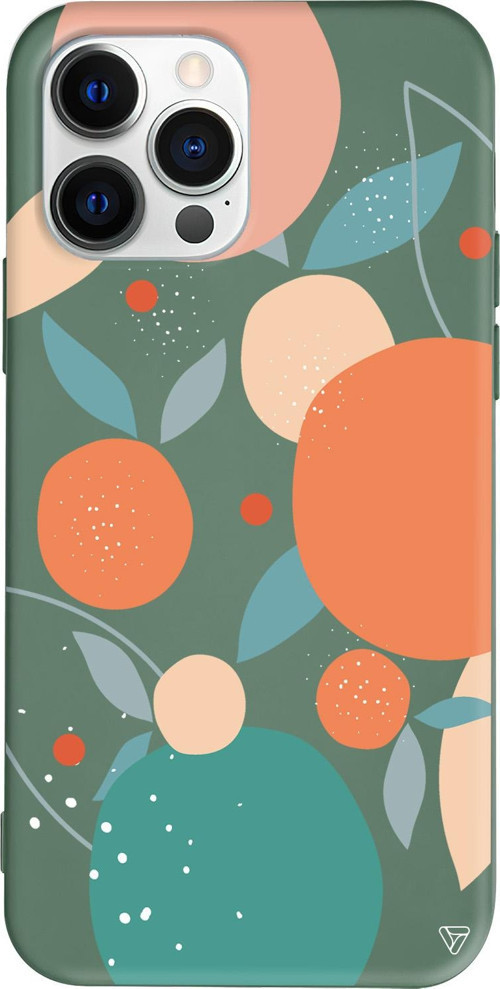 iPhone 15 Pro Uyumlu Yeşil Renkli Silikon Orange Shape Abstract Koleksiyonu Telefon Kılıfı