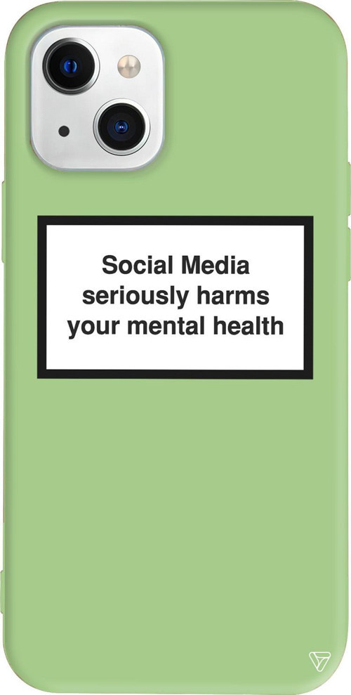 iPhone 15 Uyumlu Açık Yeşil Renkli Social Media seriously harms your mental health Telefon Kılıfı