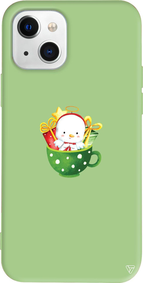 iPhone 15 Uyumlu Açık Yeşil Renkli Silikon A Cup Of Xmas 6 Christmas Koleksiyonu Telefon Kılıfı