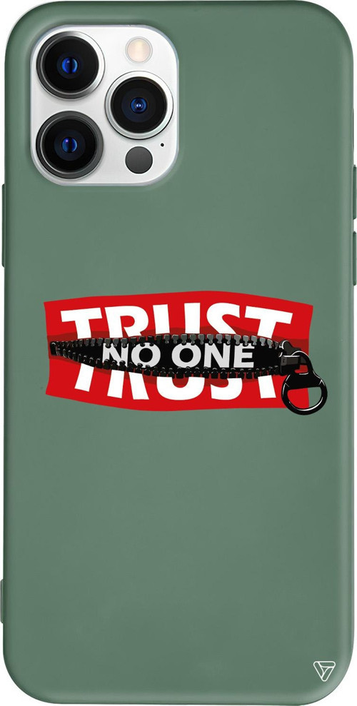 iPhone 15 Pro Uyumlu Yeşil Renkli Silikon Trust No One Telefon Kılıfı