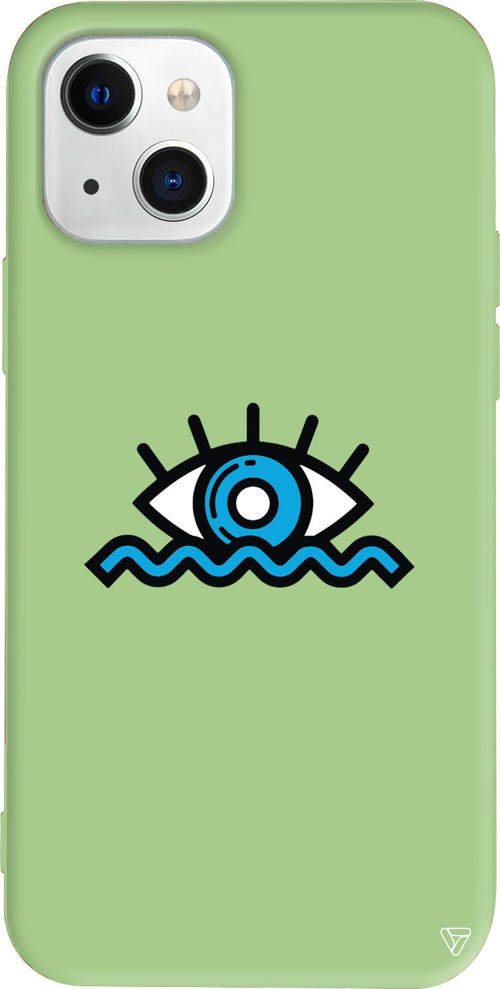 iPhone 15 Uyumlu Açık Yeşil Renkli Silikon Denizci Gözü Eyes on You Koleksiyonu Telefon Kılıfı