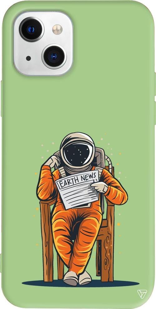 iPhone 15 Uyumlu Açık Yeşil Renkli Silikon Earth News Space Koleksiyonu Telefon Kılıfı