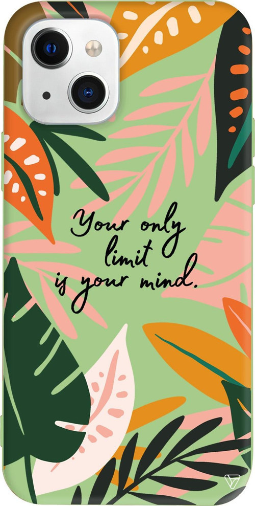 iPhone 15 Uyumlu Açık Yeşil Renkli Silikon Limit is Your Mind Floral Koleksiyonu Telefon Kılıfı