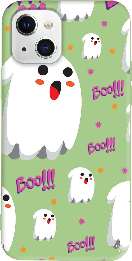 iPhone 15 Uyumlu Açık Yeşil Renkli Silikon Ghost Boo! Halloween Koleksiyonu Telefon Kılıfı