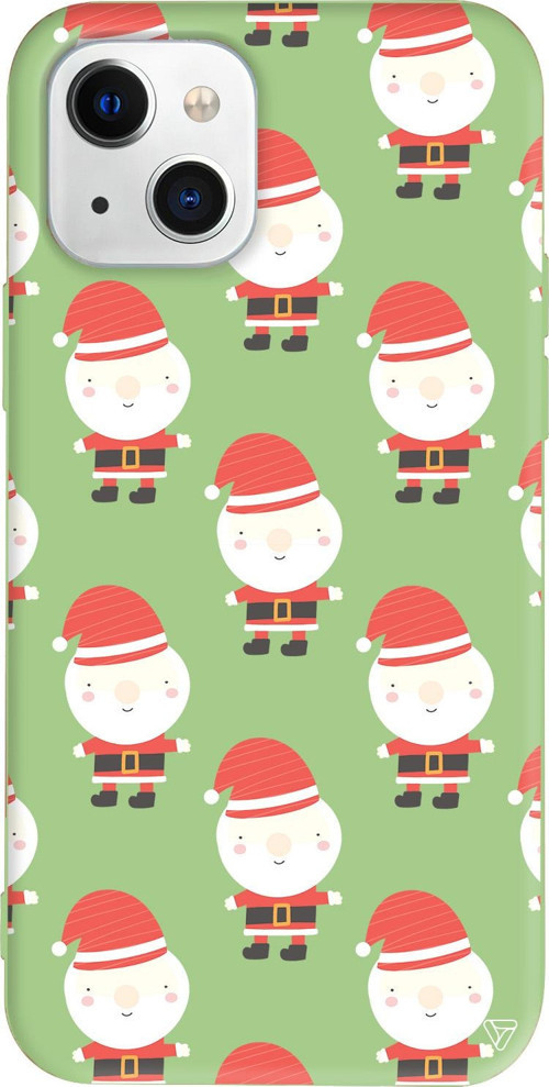 iPhone 15 Uyumlu Açık Yeşil Renkli Silikon Cartoon Claus Christmas Koleksiyonu Telefon Kılıfı