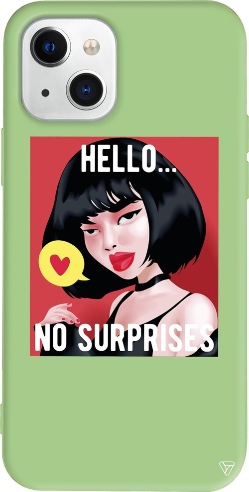 iPhone 15 Uyumlu Açık Yeşil Renkli Silikon Hello... Girl Boss Koleksiyonu Telefon Kılıfı