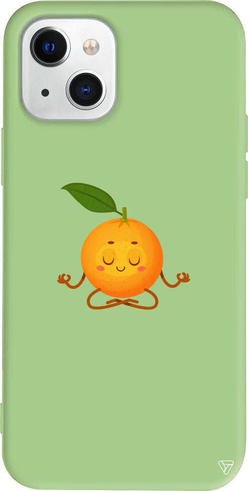 iPhone 15 Uyumlu Açık Yeşil Renkli Silikon Meditasyon Portakal Meyveler Koleksiyonu Telefon Kılıfı