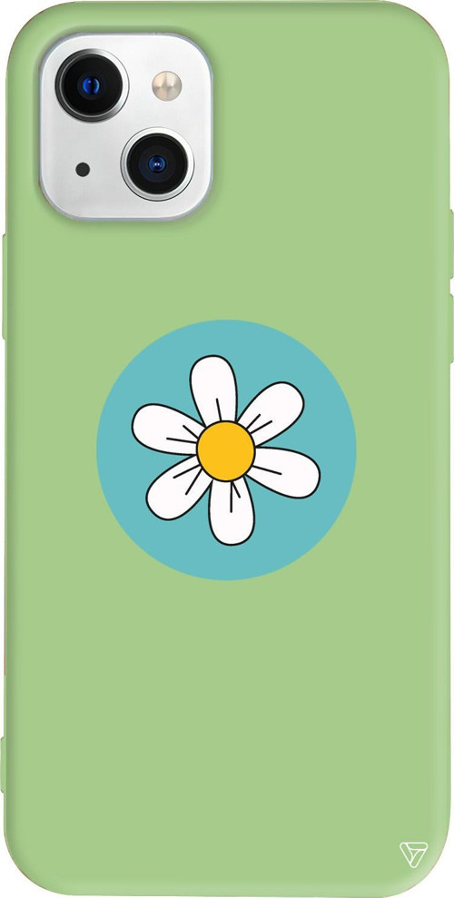 iPhone 15 Uyumlu Açık Yeşil Renkli Silikon Single Daisy Summer Koleksiyonu Telefon Kılıfı