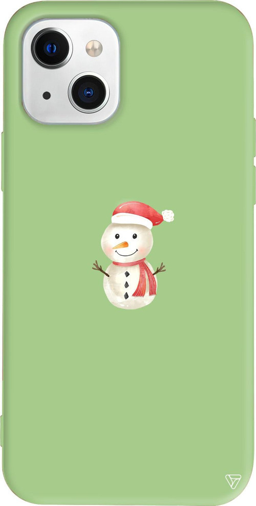 iPhone 15 Uyumlu Açık Yeşil Renkli Silikon Snowman Christmas Koleksiyonu Telefon Kılıfı