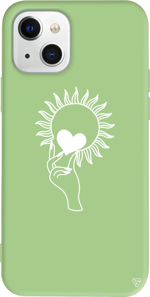 iPhone 15 Uyumlu Açık Yeşil Renkli Silikon Keep Heart Line Art Koleksiyonu Telefon Kılıfı