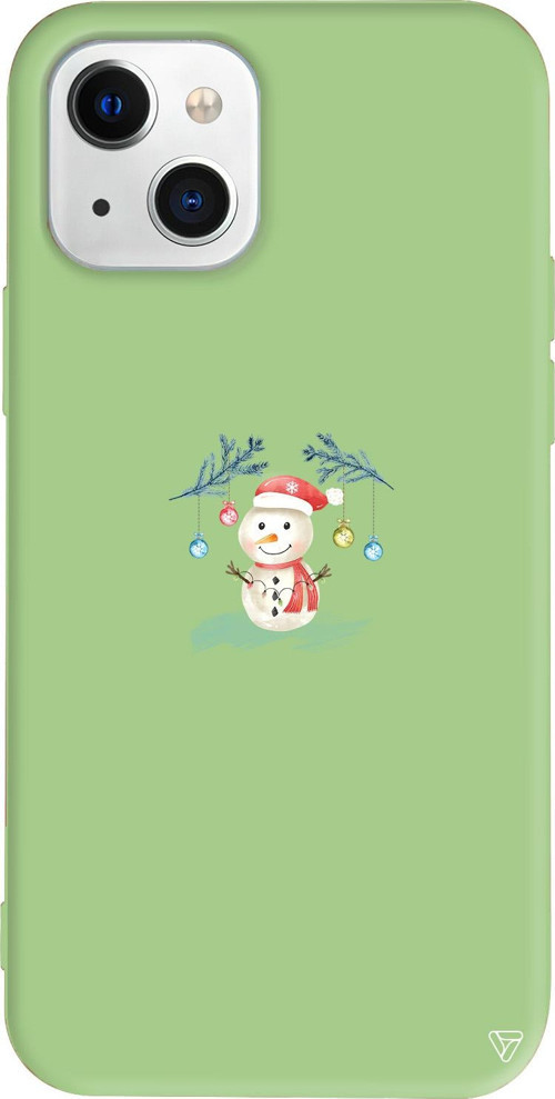 iPhone 15 Uyumlu Açık Yeşil Renkli Silikon Sugar Snowman Christmas Koleksiyonu Telefon Kılıfı