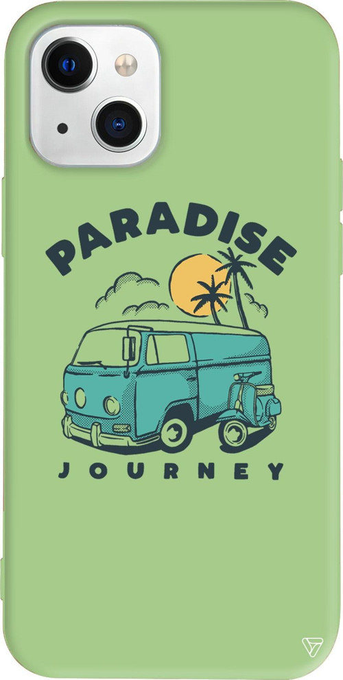 iPhone 15 Uyumlu Açık Yeşil Renkli Silikon Paradise Retro Koleksiyonu Telefon Kılıfı