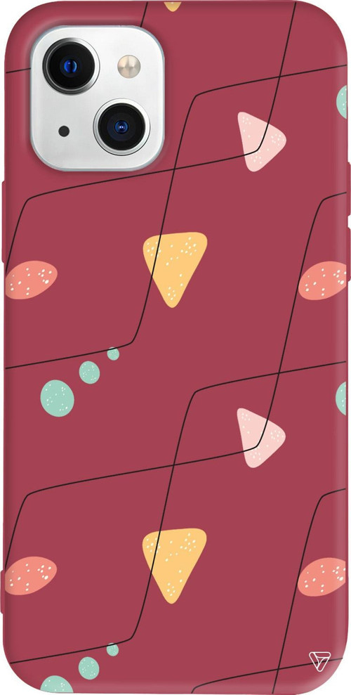 iPhone 15 Uyumlu Bordo Renkli Silikon Black Line 4 Abstract Koleksiyonu Telefon Kılıfı