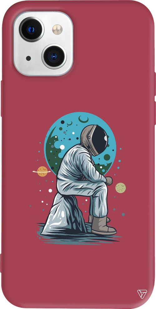 iPhone 15 Uyumlu Bordo Renkli Silikon Forever Alone Space Koleksiyonu Telefon Kılıfı