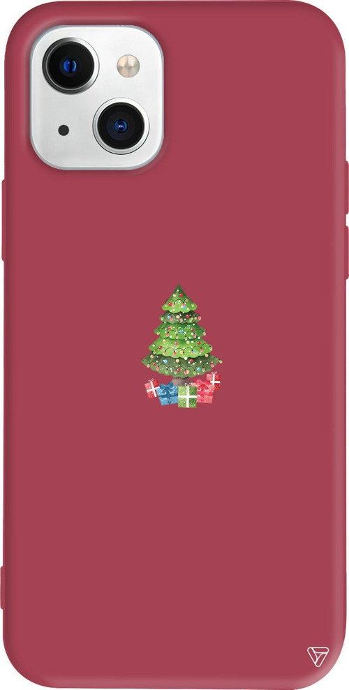 iPhone 15 Uyumlu Bordo Renkli Silikon Gifty Tree Christmas Koleksiyonu Telefon Kılıfı