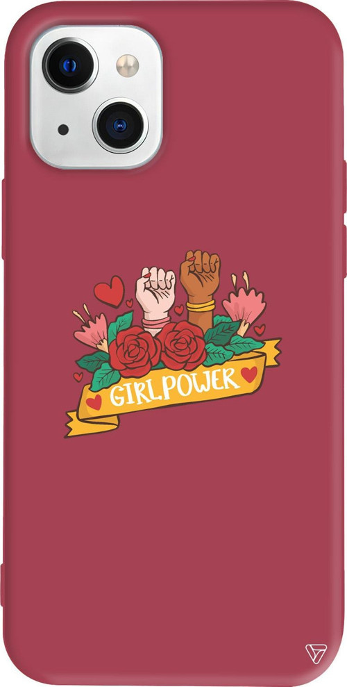 iPhone 15 Uyumlu Bordo Renkli Silikon Girl Power 2 Girl Boss Koleksiyonu Telefon Kılıfı