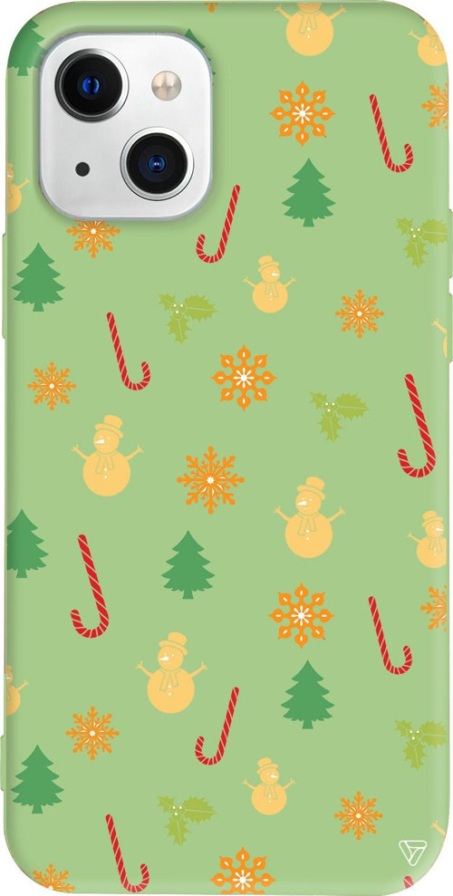iPhone 15 Uyumlu Açık Yeşil Renkli Silikon Very Christmas Christmas Koleksiyonu Telefon Kılıfı